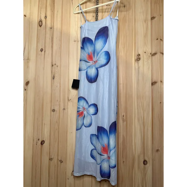 NWT Lulus Graciela Periwinkle Floral Mesh Bodycon Midi Dress Cruise Resort Sz XS - Image 5