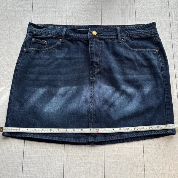 ChouYaTou Blue Denim Mini Skirt XL Cotton Blend - Image 8