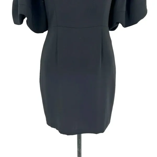 Amanda Uprichard Norelle Dress‎ Mini Short Puff Sleeve V-Neck Black Size Small - Image 5