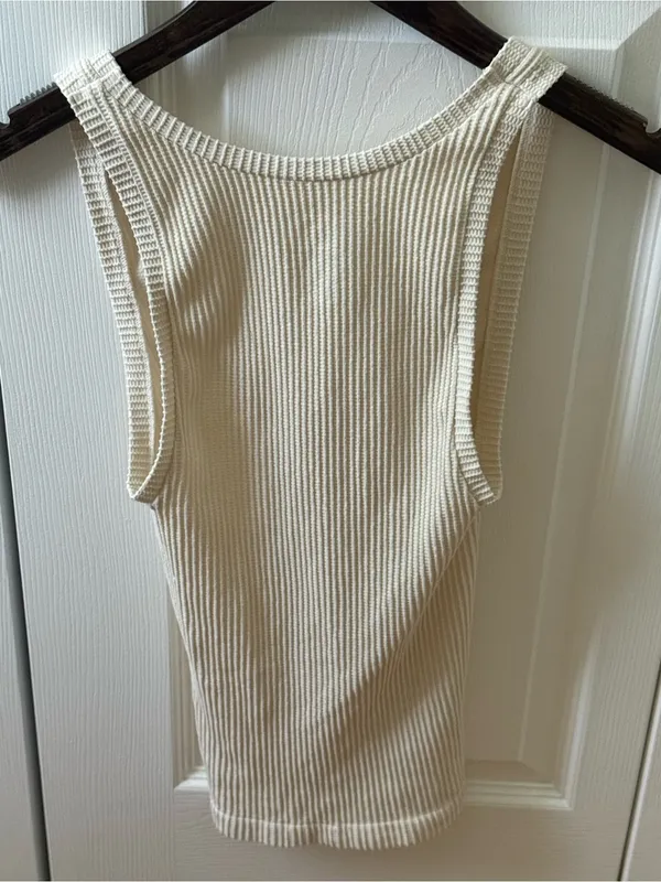Free People Clean Slate Ivory V-neck Seamless Tank - Image 3