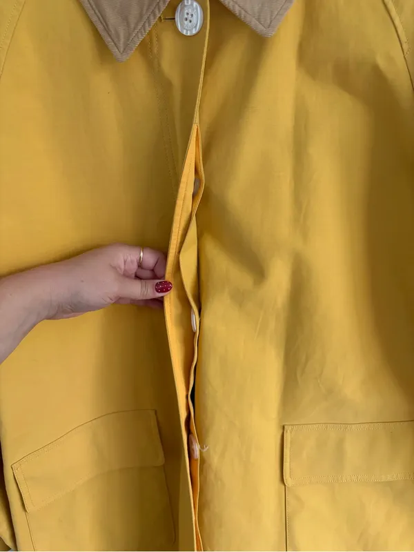 Issac Mizrahi x Target Longline Trench Coat Corduroy Collar Yellow Size XL - Image 3