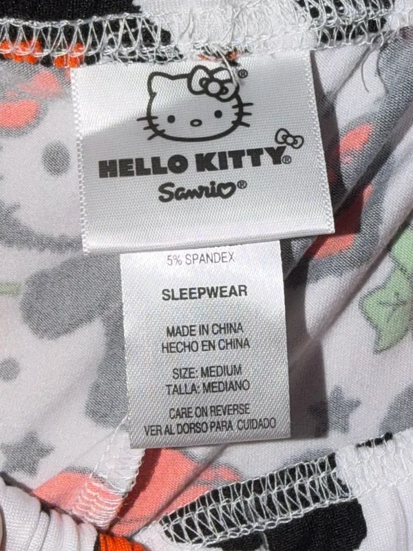 Hello Kitty Halloween Pumpkin Print Pajama Pants - Orange & White - Image 5