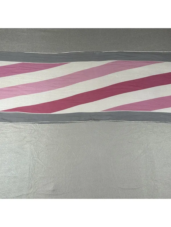 Vintage 70's Vera Neumann Vintage Pink, White, and Gray Striped Scarf - Image 4