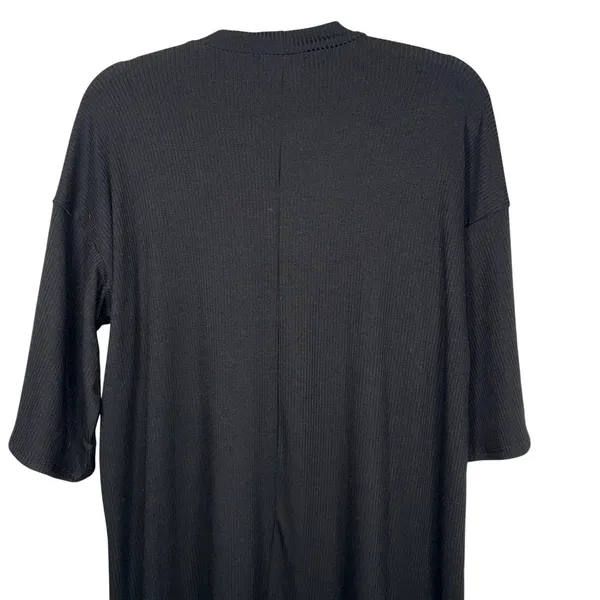Dressed in Lala Ribbed V‎ Neck Midi Dress Black Size S Casual Basic Everyday - Image 5