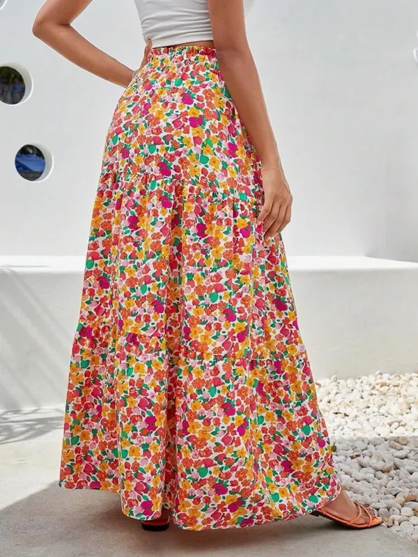 SheIn Multicolor Floral Tiered Maxi Skirt - Image 4