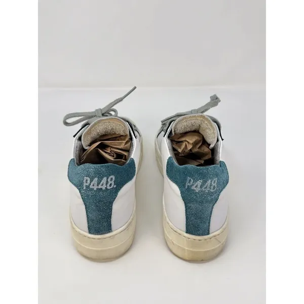 P488 Thea Shabby Womens Shoes White Leather Embossed Low Top Sneaker 37 US 7 - Image 7