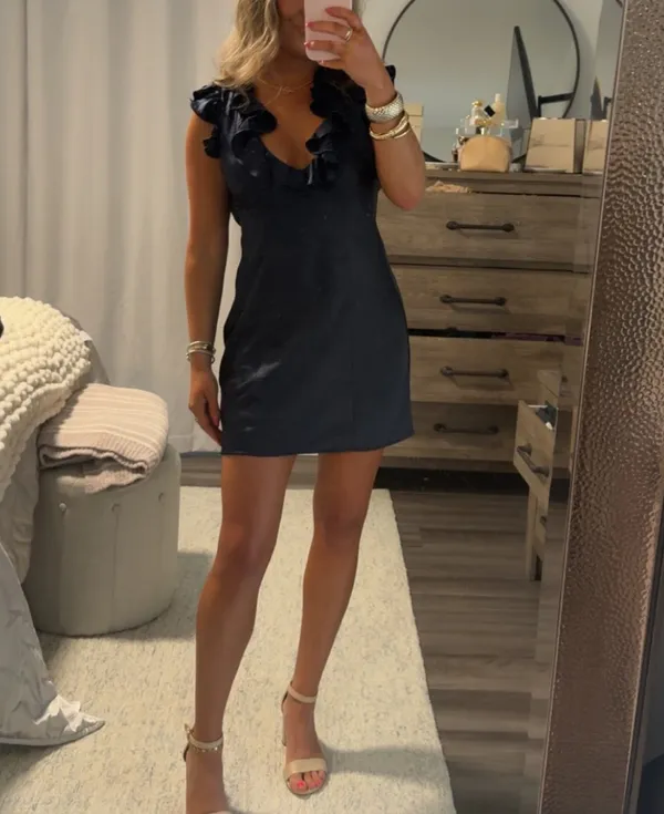 Princess Polly Navy Ruffle Mini Dress - Image 4