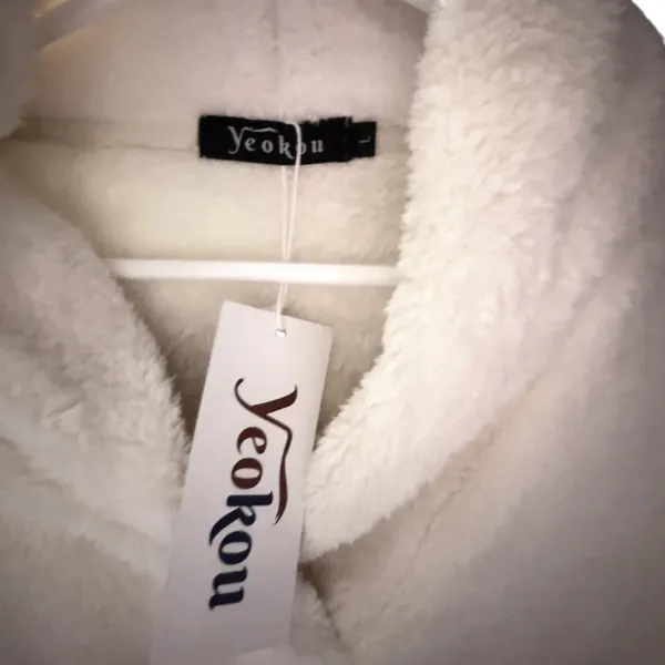 NWT Yeokou‎ Womens Cream Sherpa Fleece Pullover Sweatshirt Cozy Warm L - Image 6