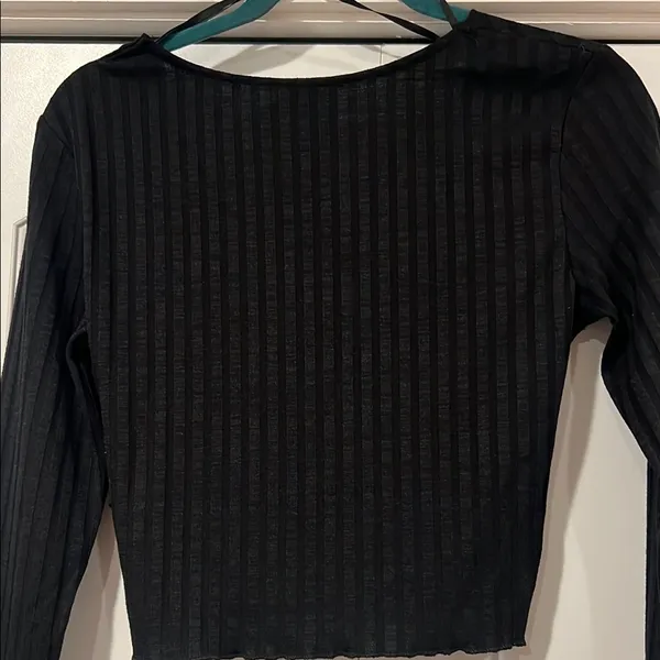 Princess Polly Black Abigail Ribbed Wrap top size‎ 8 - Image 7