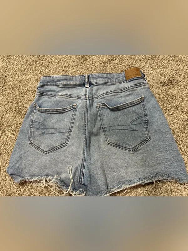 American Eagle Outfitters Light Wash Distressed Denim Shorts - Image 2