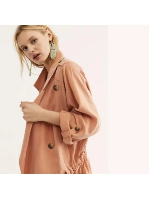 Free People The Lea Jacket Double Breasted Women's cupro lightweight pink - Image 2
