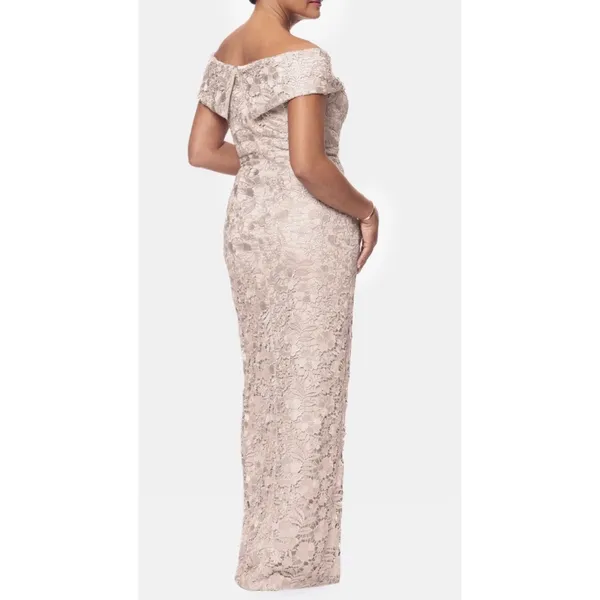 Xscape Evenings Floral Embroidery Off the Shoulder Sheath Gown Blush Size 10 - Image 2
