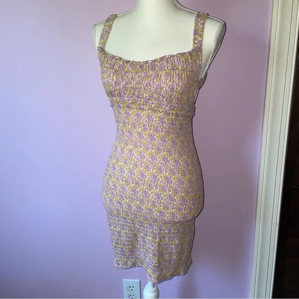 Free People XS Juniper Smocked Bodycon Slip Ditsy Floral Boho Swiftie - Image 2