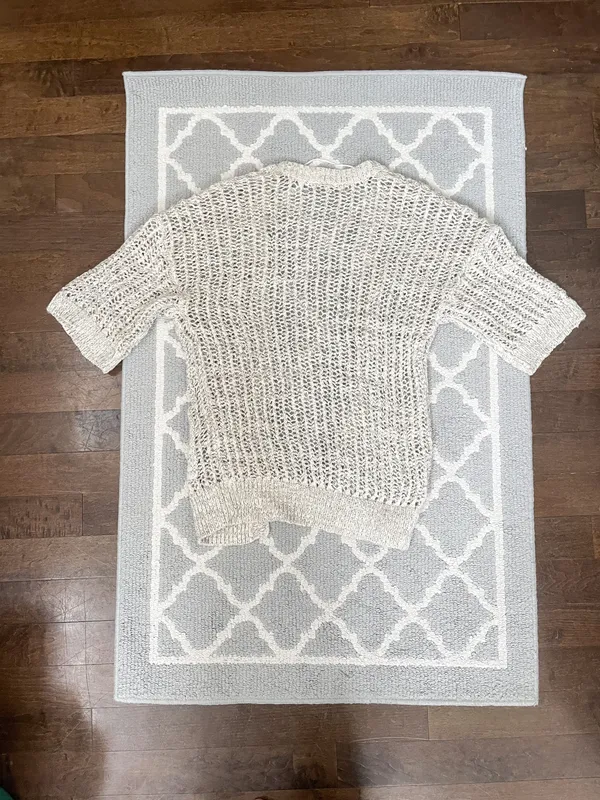 Free People marble tan crochet knit open cardigan quarter sleeve sweater - Image 8