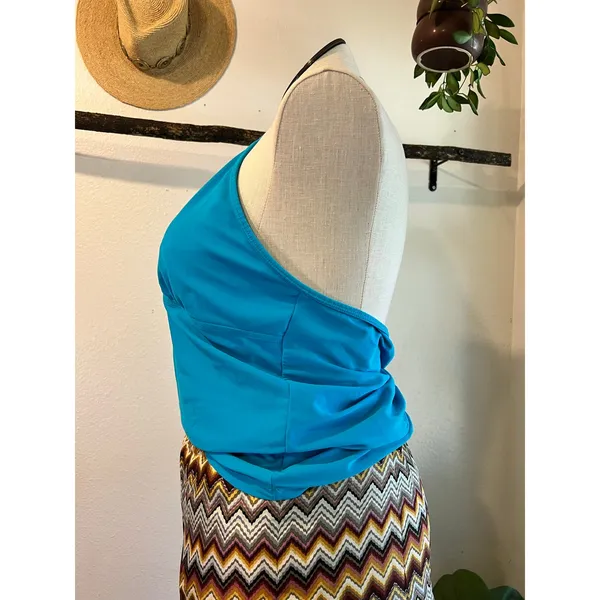 Y2K Deb Teal Blue Halter Tank Top Size Large to XL - Image 3