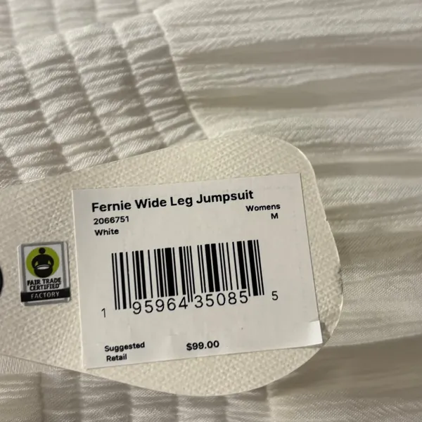 NWT prAna Fernie Wide Leg Jumpsuit M White Beach Crinkle Modal Resort Boho - Image 11