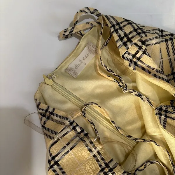 Altar'd State Yellow Plaid Mini Dress Clueless Preppy Y2K Ruffle Hem - Image 3