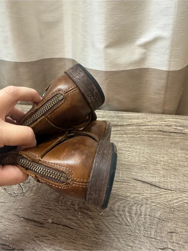 FRYE‎ Phillip Harness Leather Ankle Boots Brown Moto Biker size 7.5 - Image 4