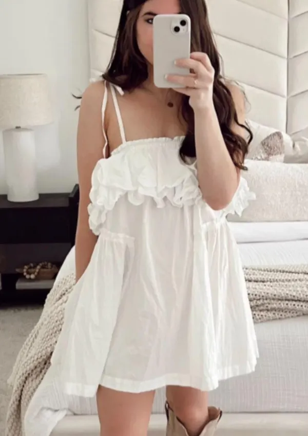 Free People NWT White Have A Thing For You Mini Dress. Size Medium - Image 3