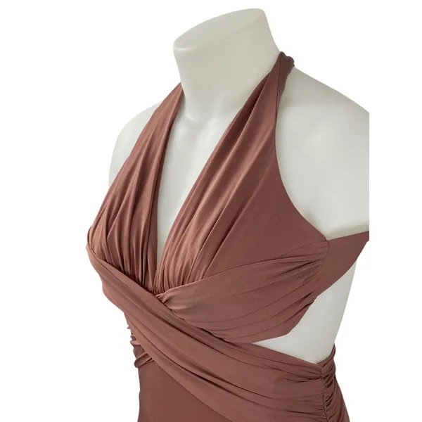NEW Katie May Blush Pink Sleeveless Halter V Neck Open Back Bridesmaid Dress M - Image 2