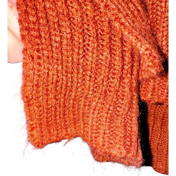 POL Popcorn Knit Sweater Tunic Women's‎ Size Small Hooded Burnt Orange Rust Fall - Image 4