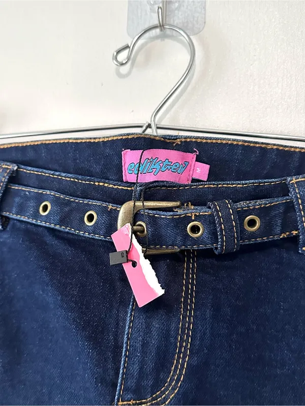 Edikted Ciel Low Rise Denim Micro Shorts Medium - Image 6