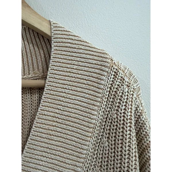 Aerie Womens Tan Marled Shaker Knit V-Neck Sweater Size M Long Sleeve Pullover - Image 5