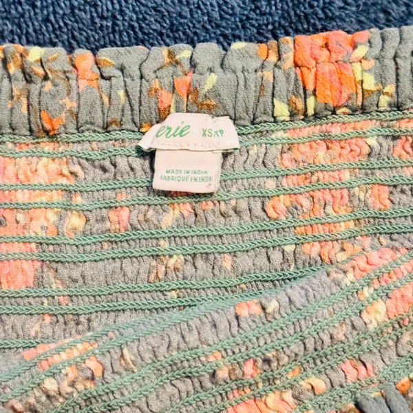 224 | Aerie Womens XS Smocked‎ Tiered Ruffle Floral Mini Skirt Green Orange - Image 3