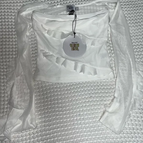 Princess Polly MAXTON RUFFLE TOP IVORY - Image 3