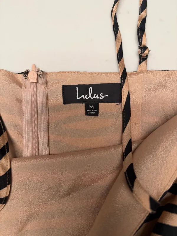 Lulus Wild One Tan and Black Zebra Print Satin‎ Mini Dress - Image 3