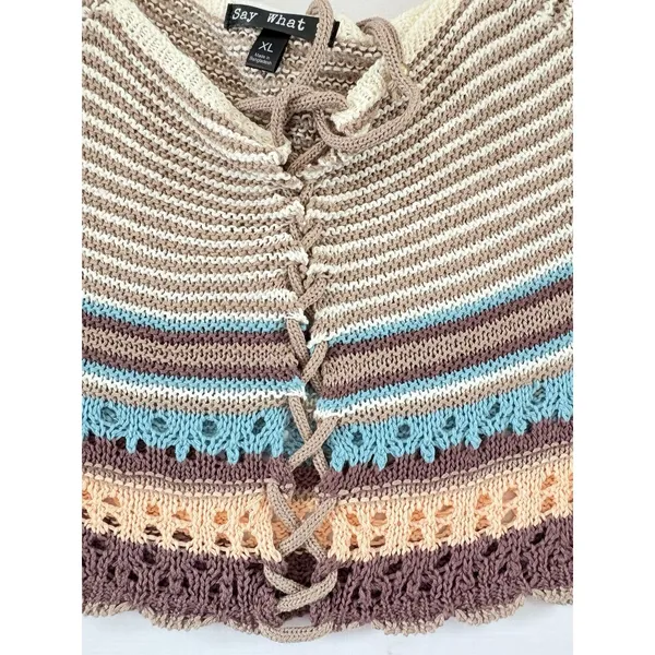 Say What Womens Retro Crochet Knit crop‎ sweater XL NwT - Image 3