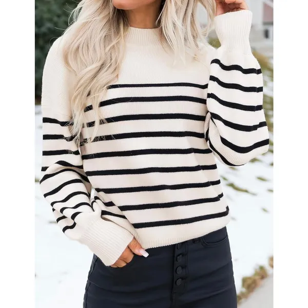 Zesica Women's Striped Knit Sweater - Image 3