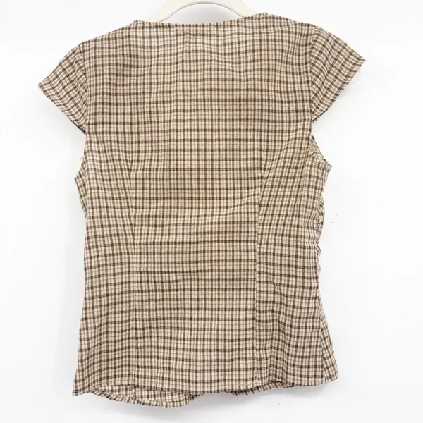 Princess Polly Womens Beige Check Indulgence Corset Gingham Ruched Top Size 4 - Image 7