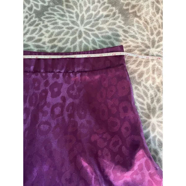 SheIn Satin Maxi Skirt size XS Purple Leopard High Rise A-Line Office Chic‎ Jewel Tone - Image 4