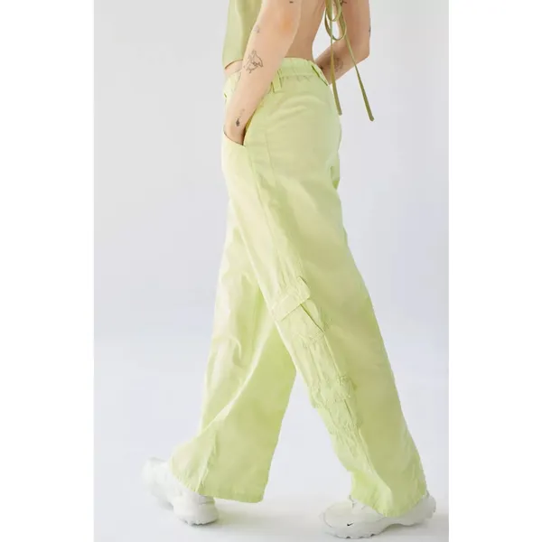 BDG Urban Outfitters NWOT Lime Y2K Low Rise Baggy Wide Leg Cotton Cargo Pant - Image 3