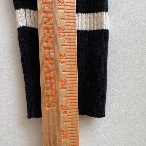 Everlane‎ Black White Striped Ribbed Knit Mock Neck Zip Shoulder Sweater Dress L - Image 6