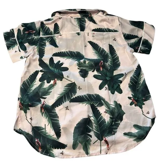 Revolve Plush Women’s Size‎ S Pink Jungle Print Satin Pajama Set Tropical Shorts - Image 11