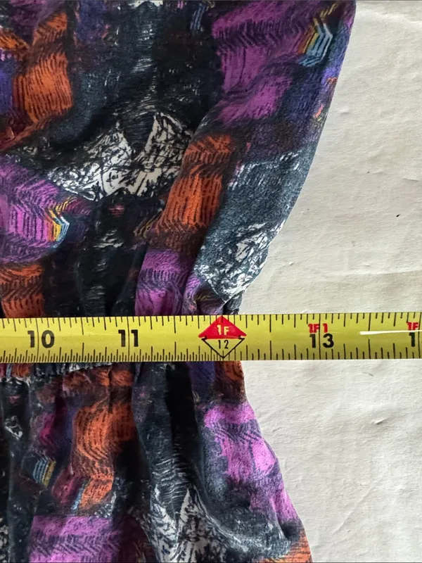Ecote Multicolor Printed Mini Dress M 100% silk button front colorful pockets - Image 12