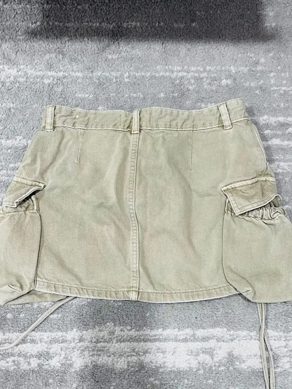 Pull&Bear Khaki Cargo Mini Skirt Size M Y2K Utility - Image 2
