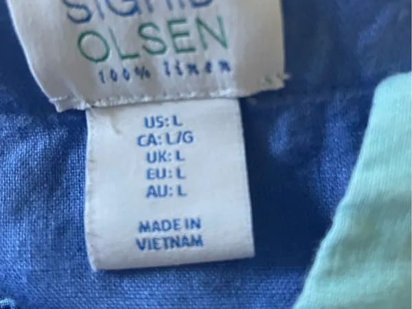 Sigrid Olsen Light Blue Sleeveless Linen Dress with Mint Trim - Image 3