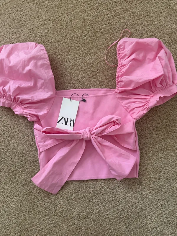 Pink ZARA Top Puff Sleeve - Image 2