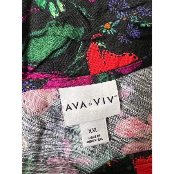 Ava & Viv Floral Print Camisole Top Women Size XXL Black Red Purple Cami - Image 3