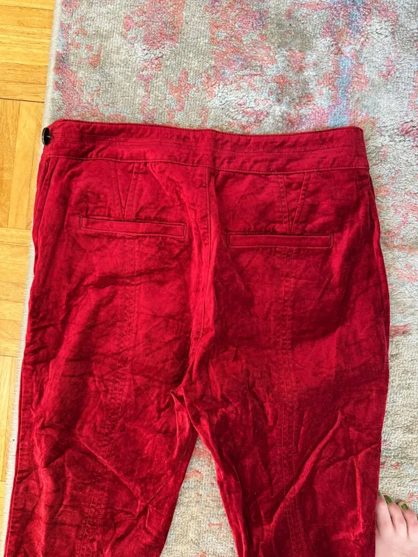 Anthropologie Red Crush Velvet Pants - Image 7