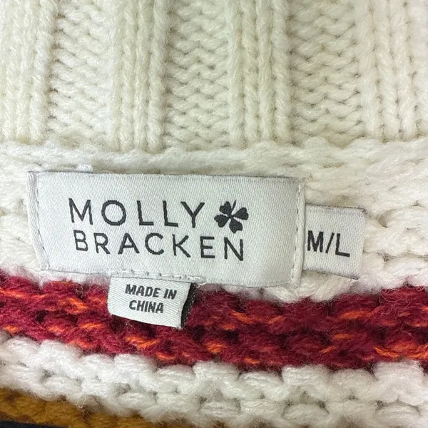 Molly Bracken Chunky Knit Striped Long Sleeve Retro Sweater Size M/L‎ Crochet - Image 6