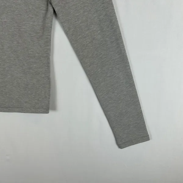 nuuds Womens Long Sleeve Ribbed Boat Neck Top Grey Heather WS-1241 Size M - Image 9