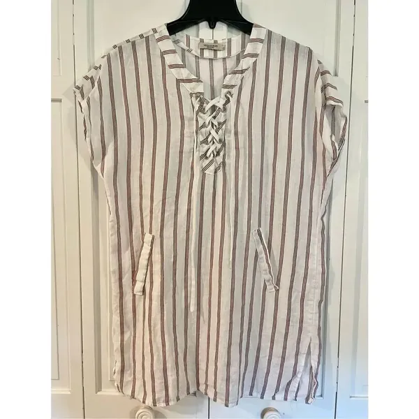 Viola Borghi made in Italy striped lace up tunic coverup - Image 3