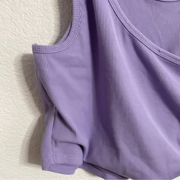 NWT Free People Womens Tank Top Summer Lilac Strappy Ribbed Crop Size Medium - Image 5