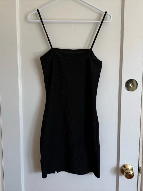 H&M Black Mini Slip Dress with Spaghetti Straps - Image 3