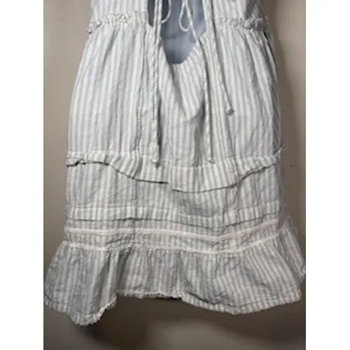 FREE PEOPLE Desert Days Stripped‎ Mini Dress Med Blue Boho Coastal Cottagecore - Image 6