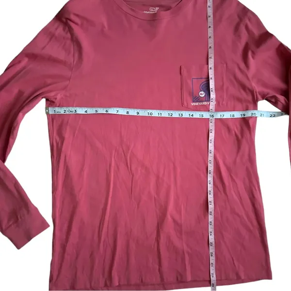 Vineyard Vines Size Medium Long Sleeve Pink Lacrosse Pocket Tee Shirt - Image 5